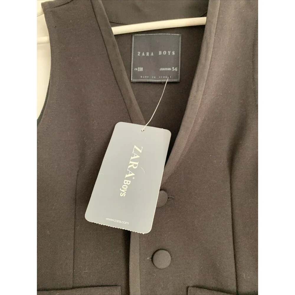 Zara Boys Black Formal Waistcoat Vest Size 5-6 118cm NWT